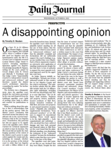 October 6, 2021 Daily Journal Article - A Disappointing Opinion